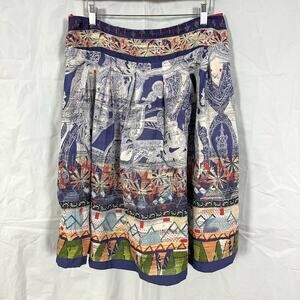 Orientique Naturally Australian Multicolor Boho Flowy Mini Skirt Women sz US MD